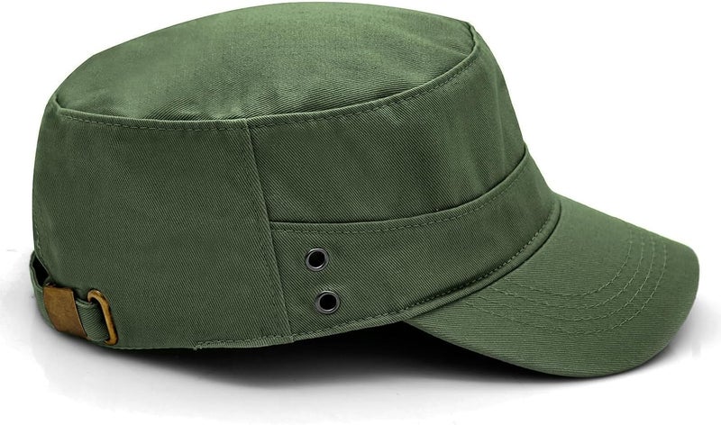 PTDTSHOU Cotton Military Caps for Men Women Unisex Flat Top Hat Adjustable Cadet Army Cap - Image 3